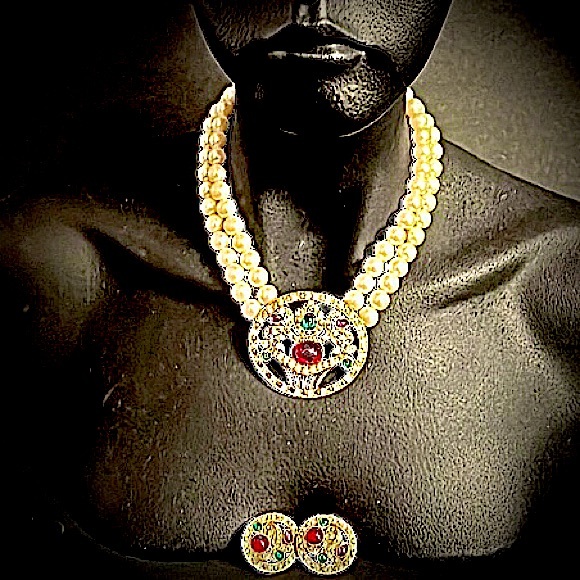 Vintage Richelieu Art Deco Revival Necklace & Earrings Set - Picture 1 of 16